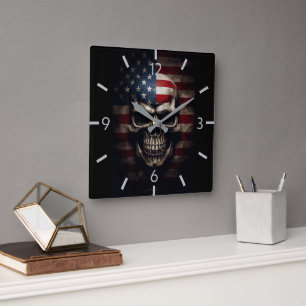 Amerikanische Flagge Quadratische Wanduhr