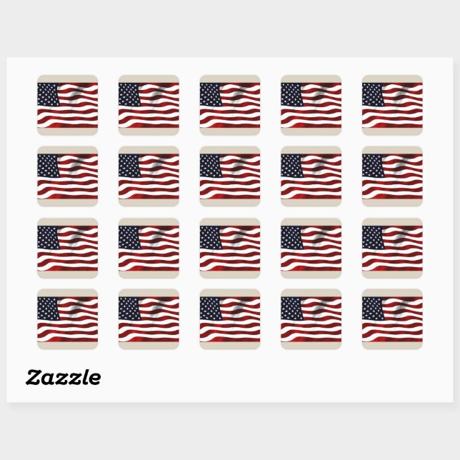 Amerikanische Flagge Quadratischer Aufkleber (Blatt)