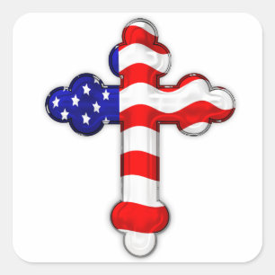 Amerikanische Flagge Quadratischer Aufkleber