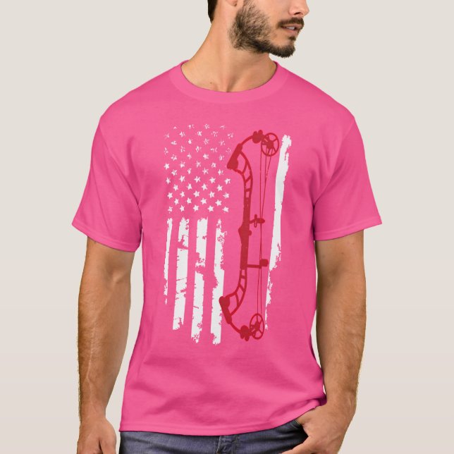 Amerikanische Flagge Red Archery Compound Bow 4th  T-Shirt (Vorderseite)