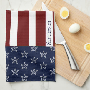 Amerikanische Flagge Red White Blue Starfish  Geschirrtuch