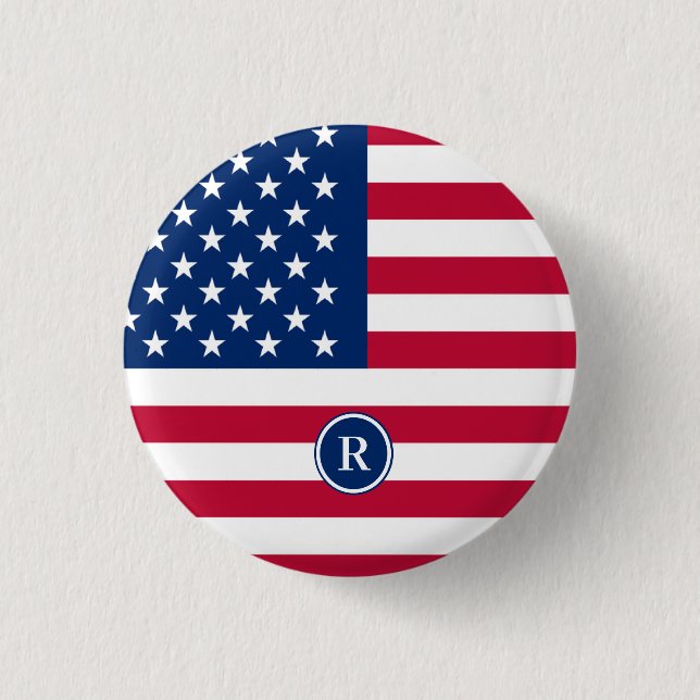 Amerikanische Flagge Red White und Blue Patriotic Button (Vorderseite)