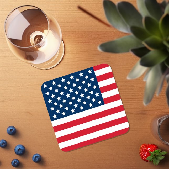 Amerikanische Flagge Red White und Blue Patriotic Rechteckiger Pappuntersetzer (Von Creator hochgeladen)