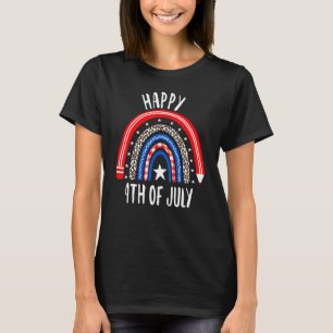 Amerikanische Flagge Regenbogen Happy 4. Juli USA T-Shirt