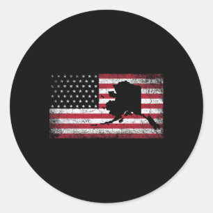 Amerikanische Flagge Retro Alaska 4. Juli Vintag G Runder Aufkleber