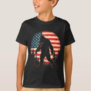 Amerikanische Flagge Retro Bigfoot Sasquatch Wande T-Shirt