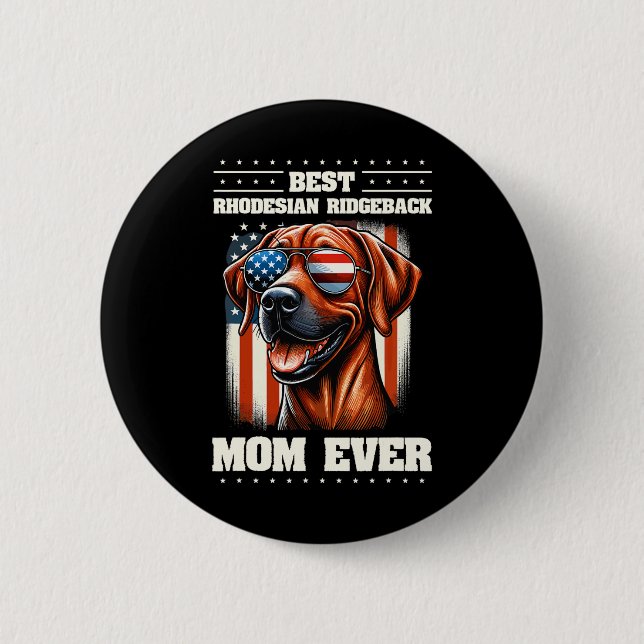 Amerikanische Flagge Rhodesian Ridgeback 4. Juli Button (Vorderseite)