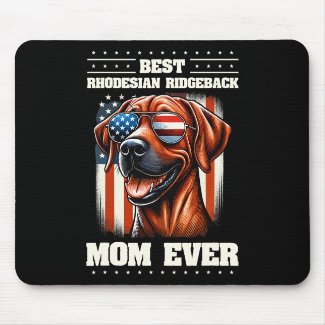Amerikanische Flagge Rhodesian Ridgeback 4. Juli Mousepad (Vorne)