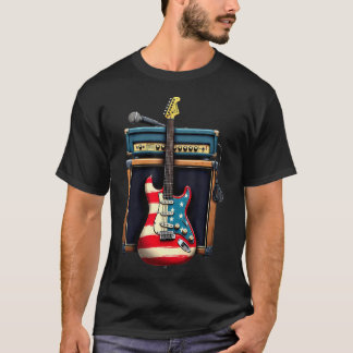Amerikanische Flagge Rock Gitarre T-Shirt