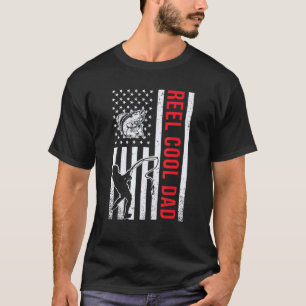 Amerikanische Flagge Rolle Cool Dad Angeln Walleye T-Shirt