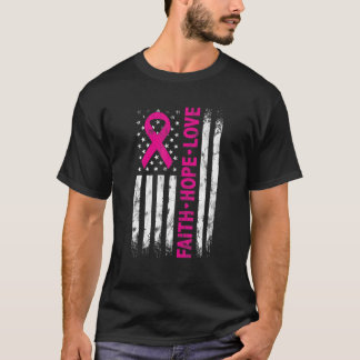 Amerikanische Flagge Rosa Band Glaube Hoffnung Lie T-Shirt