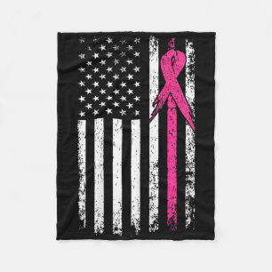 Amerikanische Flagge Rosa-Ribbon Brustkrebs Bewuss Fleecedecke
