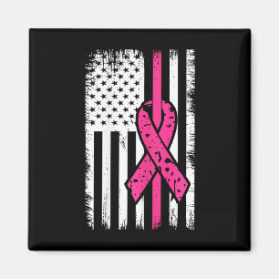 Amerikanische Flagge Rosa-Ribbon Brustkrebs Bewuss Magnet