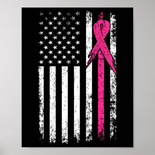 Amerikanische Flagge Rosa-Ribbon Brustkrebs Bewuss Poster