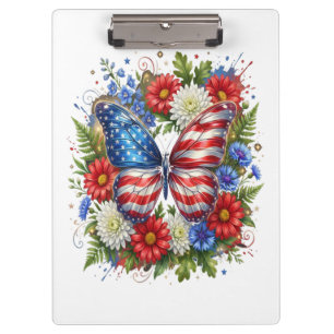 Amerikanische Flagge Rot Weiß Blau Schmetterling F Klemmbrett