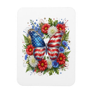 Amerikanische Flagge Rot Weiß Blau Schmetterling F Magnet