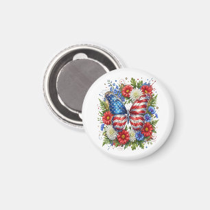 Amerikanische Flagge Rot Weiß Blau Schmetterling F Magnet