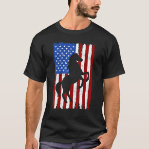Amerikanische Flagge Rotes Blaues Pferd 4. Juli H T-Shirt