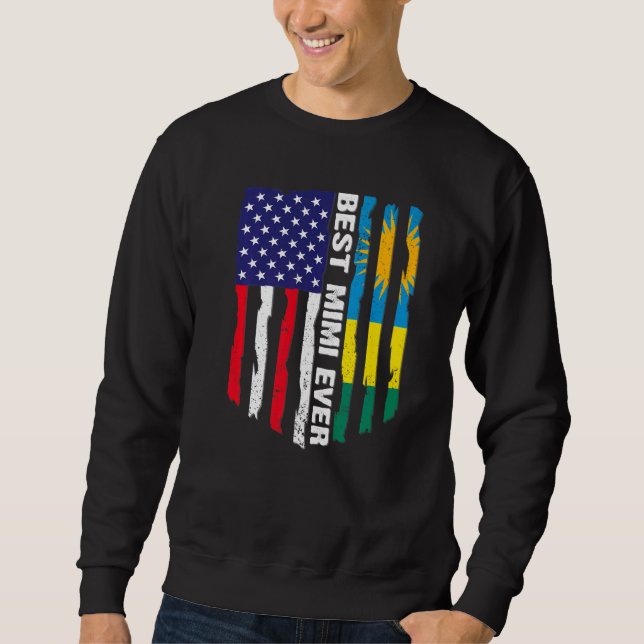 Amerikanische Flagge & Ruanda Flag Beste Mimi je P Sweatshirt (Vorderseite)