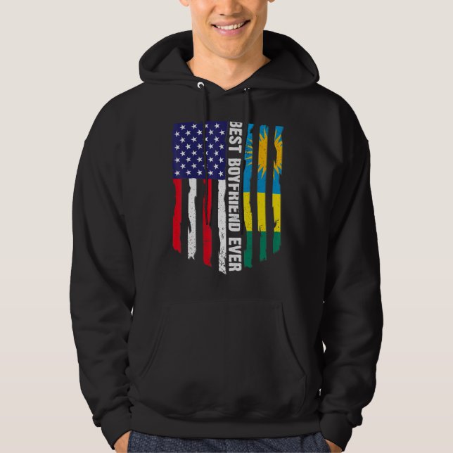 Amerikanische Flagge & Ruanda-Flagge Bester Freund Hoodie (Vorderseite)