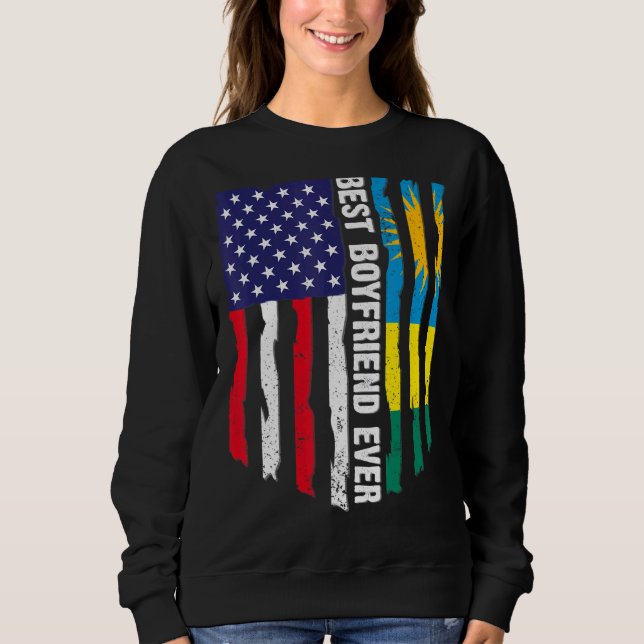 Amerikanische Flagge & Ruanda-Flagge Bester Freund Sweatshirt (Vorderseite)