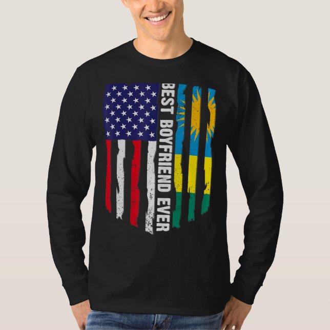 Amerikanische Flagge & Ruanda-Flagge Bester Freund T-Shirt (Vorderseite)