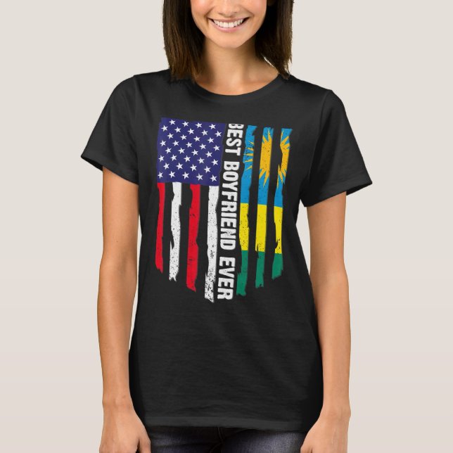 Amerikanische Flagge & Ruanda-Flagge Bester Freund T-Shirt (Vorderseite)