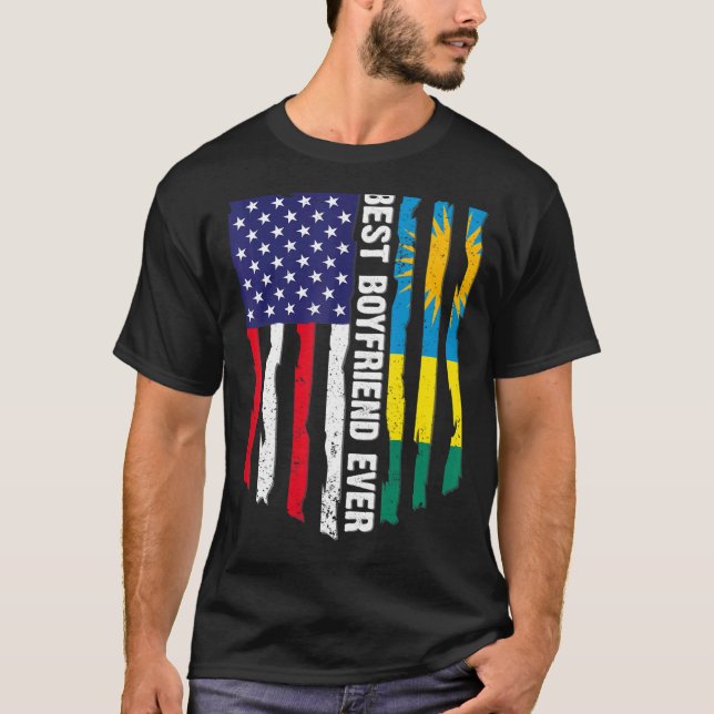 Amerikanische Flagge & Ruanda-Flagge Bester Freund T-Shirt (Vorderseite)