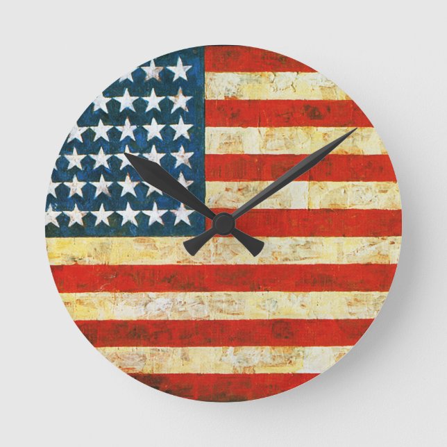 Amerikanische Flagge Runde Wanduhr (Vorderseite)