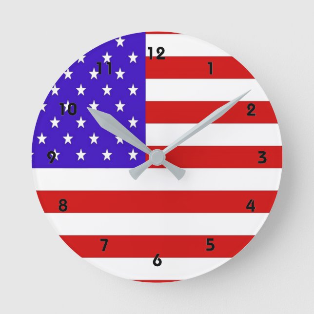 Amerikanische Flagge Runde Wanduhr (Vorderseite)