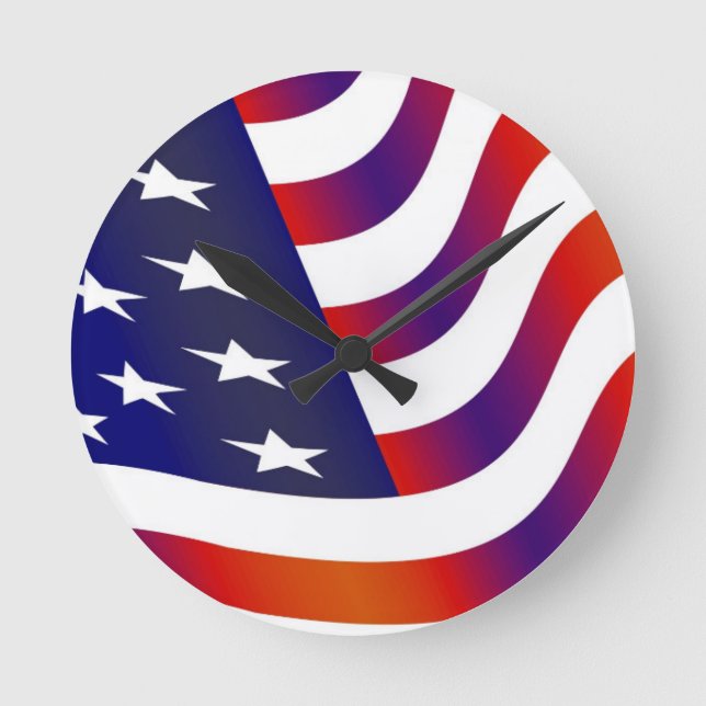 Amerikanische Flagge Runde Wanduhr (Vorderseite)