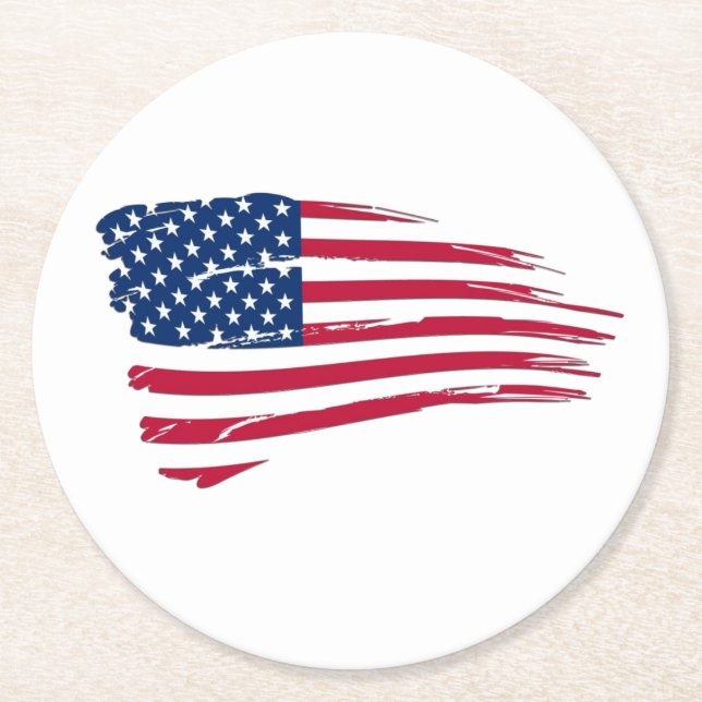 Amerikanische Flagge Runder Pappuntersetzer (Vorderseite)