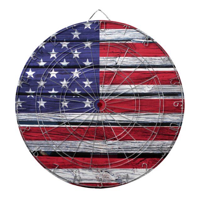 Amerikanische Flagge Rustikales Holz Dartscheibe (vorne)