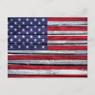 Amerikanische Flagge Rustikales Holz Postkarte