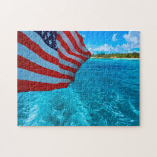 Amerikanische Flagge. Saipan Marianen. Puzzle