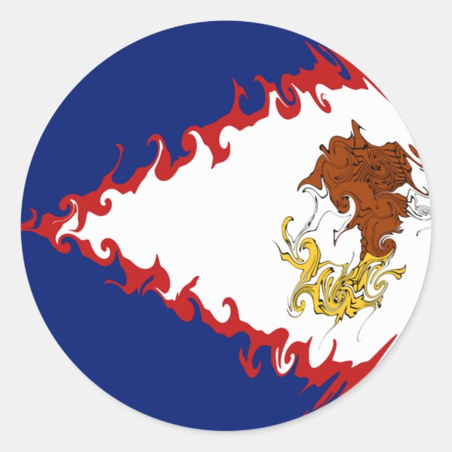 Amerikanische Flagge Samoa Gnarly Runder Aufkleber (Vorderseite)