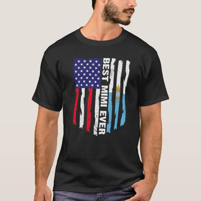 Amerikanische Flagge & San Marino Flag Beste Mimi- T-Shirt (Vorderseite)