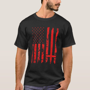Amerikanische Flagge Satanisches invertiertes Kreu T-Shirt