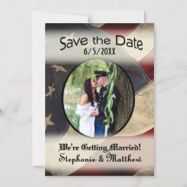 Amerikanische Flagge Save the Date mit Fotografie Magneteinladung