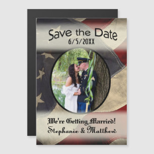 Amerikanische Flagge Save the Date mit Fotografie Magneteinladung