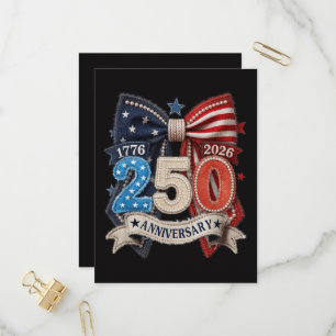 Amerikanische Flagge Schleife 250. Jubiläum Patrio Einladungspostkarte