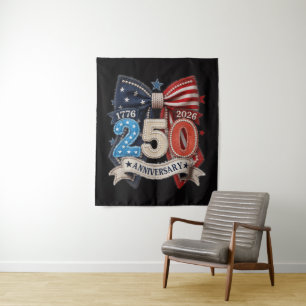 Amerikanische Flagge Schleife 250. Jubiläum Patrio Wandteppich