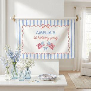 Amerikanische Flagge Schleifen Mädchen Geburtstag Banner