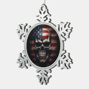 Amerikanische Flagge Schneeflocken Zinn-Ornament