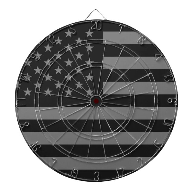 Amerikanische Flagge Schwarz Grau Dartscheibe (vorne)
