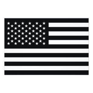 Amerikanische Flagge Schwarz-weiß Fotodruck