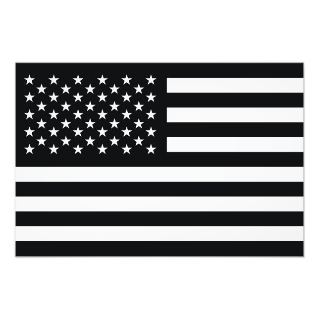 Amerikanische Flagge Schwarz-weiß Fotodruck (Vorne)