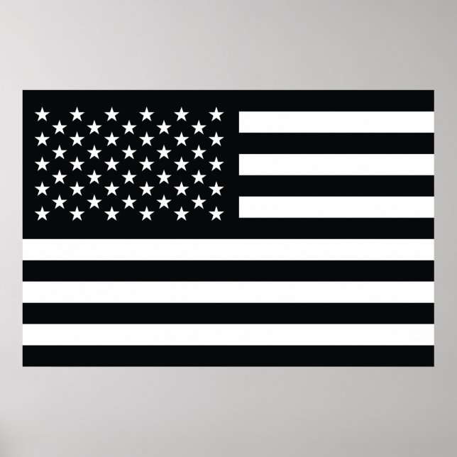 Amerikanische Flagge Schwarz-weiß Poster (Vorne)