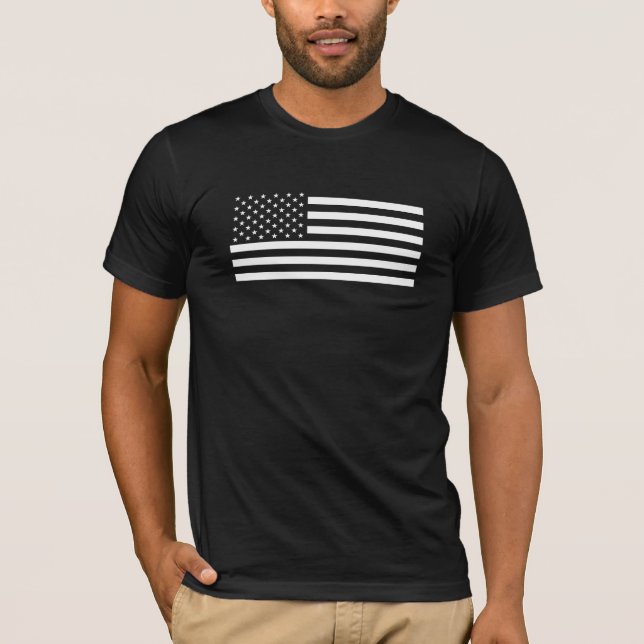 Amerikanische Flagge - Schwarzweiss-Version T-Shirt (Vorderseite)