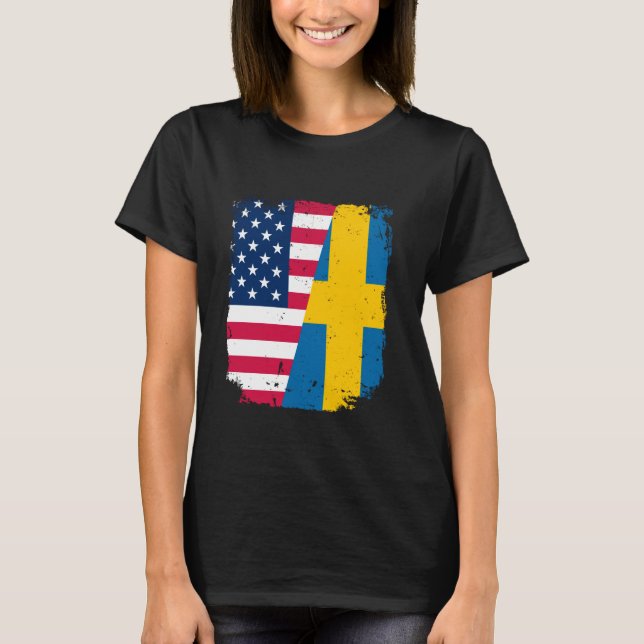 Amerikanische Flagge SCHWEDEN Freundschaftsland Vi T-Shirt (Vorderseite)